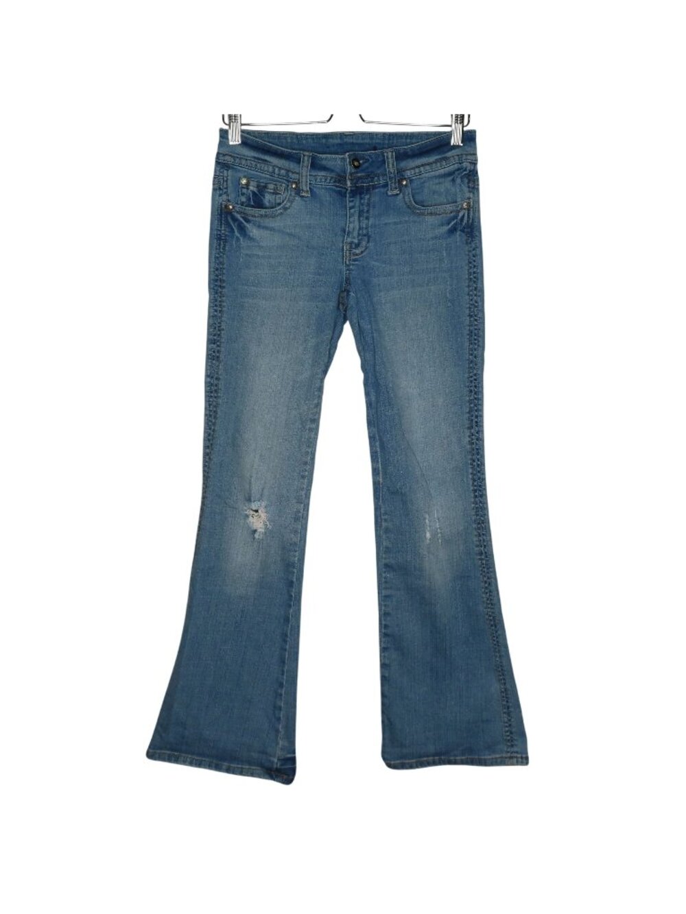 Vigoss Junior 3 Distressed Flap Pocket Blue Denim Jeans Cotton Blend Y2K 2000s